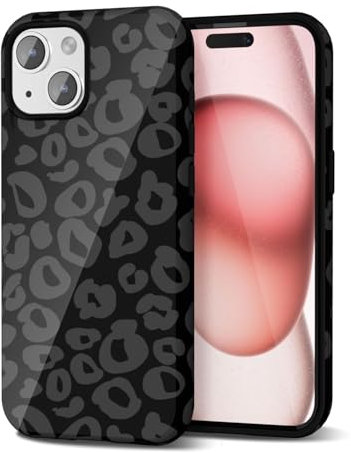 Svanove Cheetah Print Phone Case for iPhone 15 Case Girly Trendy Leopard Pattern, Retro Cool Animal Print, Luxury Cute Case for Women, Aesthetic Y2k Hard Shell Plastic, Black