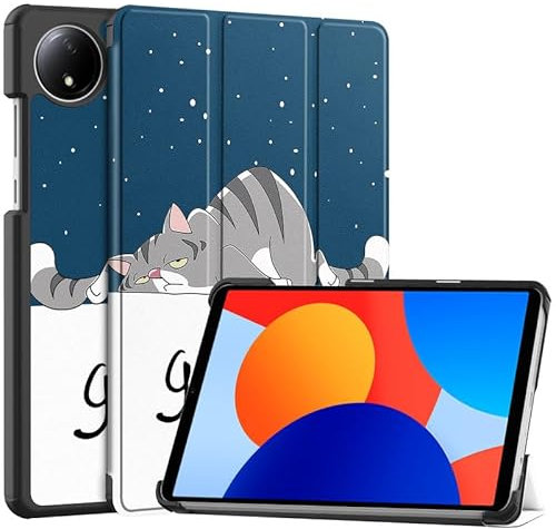 Tablet Case For Xiaomi Redmi Pad SE 4G 8.7 Inch Case, Trifold Stand Cover with Pencil Holder, Auto Sleep/Wake, Soft TPU Back, Slim Protective Cover, Night