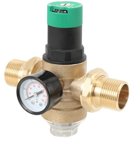 Cozyel Druckminderer Wasser 1 Zoll, Wasserdruckminderer Mit Wasserdruckmesser Und Mesh Filter, Wasser üBerdruckventil Aus Messing zur Regulierung des Wasserdrucks, DN25 Druckregler für Trinkwasser