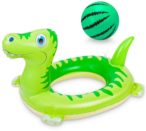 taonganui Dinosaurier Aufblasbar Schwimmreifen Kinder mit Wasserball Aufblasbar Schwimmring Kinder Spielzeug Schwimmtier Schwimmreifen für Junge, Kinder