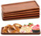 6 vassoi in legno di acacia, 28 x 10 cm, piatti da portata per salumi con bordo rialzato, piatti rettangolari in legno per servire cibo, tè, caffè