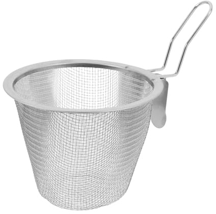 Generic Hot Pot Colander Fettuccine Pasta Chafing Dish Hotpot Fry with Handle Spaghetti Drain Basket Frying Mesh Strainer Basket Wire Mesh Strainer Stainless Steel Silver