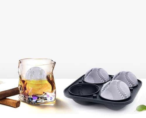 Silikon Eiswürfelform Baseball, 3D Baseball Eiswürfelformen, Wiederverwendbar Eiswürfelbehälter mit Deckel und Trichter, BPA-Frei, leicht zu lösen, für Eis, Whiskey, Cocktail, Saft