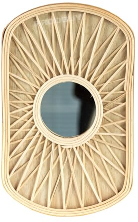 Darthome Small Wooden Sunburst Wall Mirror 9.5cm Mini Decoration Bathroom Bedroom Hallway