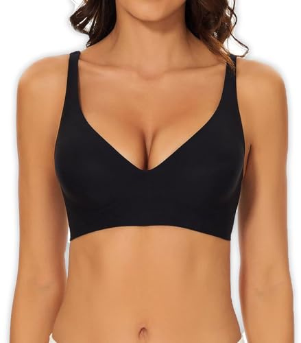 UnsichtBra Nahtloser Damen BH ohne Bügel mit Push Up Effekt | Wohlfühl Soft Bra Bustiers | Bequem Bustier aus weicher Mikrofaser | Atmungsaktive Unterwäsche Bügellos Büstier