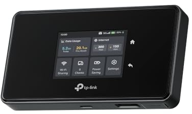 TP-Link 5G AXE3600 - Router portatile senza fili, WLAN 6E, fino a 3,6 Gbps, batteria da 4700 mAh, touch screen, porta Gigabit, crittografia VPN, slot per schede micro SD fino a 2 TB, portatile
