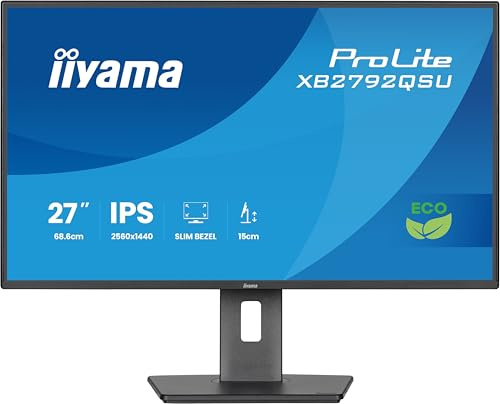iiyama XB2792QSU-B1 27 Eco IPS LCD, 120Hz, 1ms, Eyesafe & EyeComfort Certified, 2560x1440, HDMI/DP/USB, TCO10, TUV-GS, Epeat Silver, HAS
