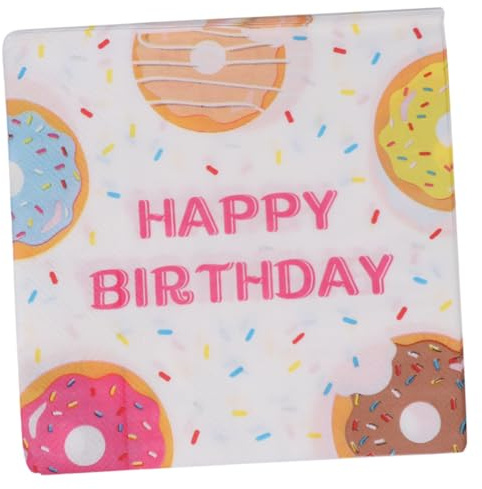 BESPORTBLE 40 Blatt Donut Servietten Einweg Papierservietten mit Niedlichem Donut Motiv Reißfestes Partyzubehör für Geburtstagsfeiern