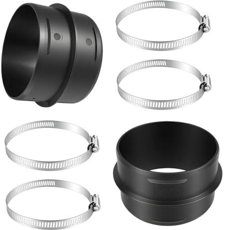 2PCS Conector Redondo De 75MM Tubo De Canal Redondo Con 4 Abrazaderas, Conector de Tubo de Canal para Manguera de Calefacción Tubo para Calentador para Accesorios de Calefacción