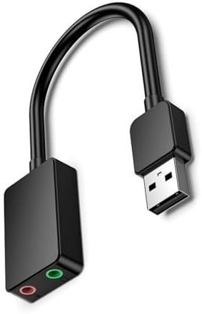 Snorvixre Externe USB Soundkarte, doppelter Höranschluss für Kopfhörer und Mikrofone, kompatibel mit Mehreren Systemen, Externe USB Soundkarte für den Desktop