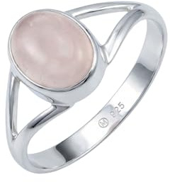 mantraroma Silberring Damen 925 Sterling Silber – ovaler Edelstein Ring 7 x 9 mm, schlichter minimalistischer Damenschmuck modern elegant, Geschenk für Frauen