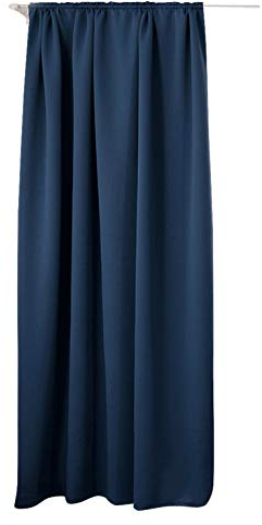 WOLTU Thermovorhang, Verdunklungsvorhang Blickdicht, Gardine mit Kräuselband für Schiene, Vorhang 250g/m² Schwere Wärmeisolierende, für Wohnzimmer Schlafzimmer, 140 x 245 cm, Dunkelblau