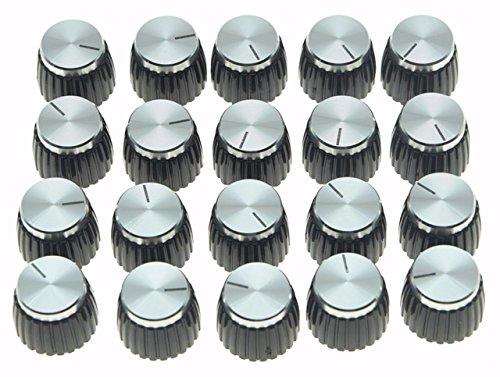 Dopro 20pcs Guitar AMP Amplifier Push on fit Knobs Black w/Silver Cap for Marshall Amplifier