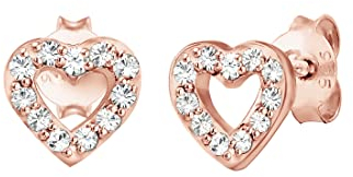Elli Ohrringe Damen Funkel Herz Stecker mit Kristalle in 925 Sterling Silber rosé vergoldet