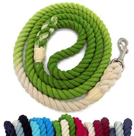 Sier 5ft Multi-Colored Braided Ombre Cotton Heavy Duty Strong Durable Rope Dog Leash (Fern Green)