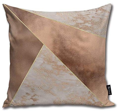 Sotyi-ltd Copper Foil And Blush Rose Gold Marble Triangles Pillow cover Throw pillowcase Decorative Cushion Cover Gift for Birthday Wedding Couple Anniversary Graduation 18x18 inches