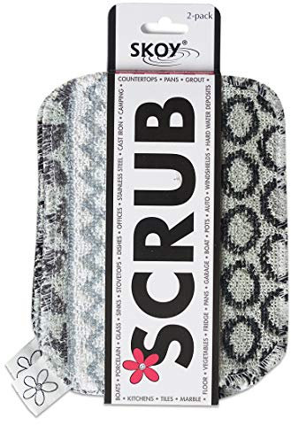 Skoy Scrub Dish Scrubber Reusable Scratch Resistant Kitchen Household Eco-Friendly Dishwasher Safe Solid Color Pack of 2