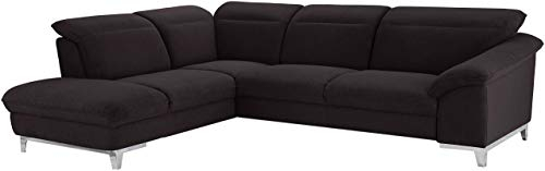 Mivano Ecksofa Teresa / L-Form-Couch mit Kopfteilverstellung und Ottomane / 293 x 84 x 232 / Mikrofaser, Schwarz
