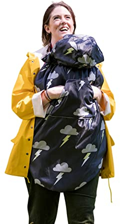 Babywearing: Wasserfester Wetterschutz für Tragetuch und Babytrage -Silber Blitz
