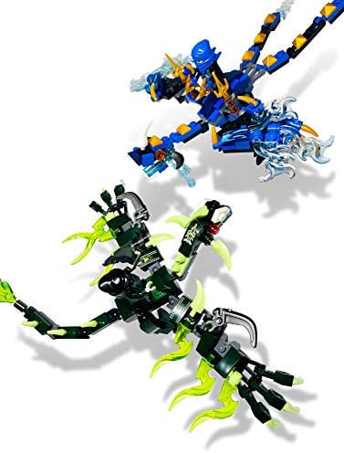 MINIFIGS Building Kit for Kids (287PCS) - Blue & Green Dragons - Mech Dragon Toys - Educational Ninja Dragon Figures for Boys