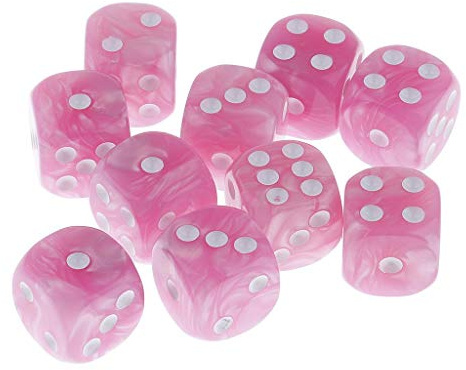 Inzopo 10 Stück pinke Kunststoff-Würfel D6 für Brettkartenspiel-Würfel, RPG, MTG, Teile, DIY, 1,6 cm