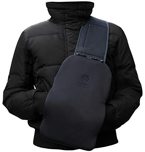 SNUG BUD Classic (Erwachsenengröße) tragbare Bodywarmer mit Handwärmhülle & integrierter Sicherheit – Panther Black – inklusive einer 2-Liter-Naturkautschuk-Wärmflasche