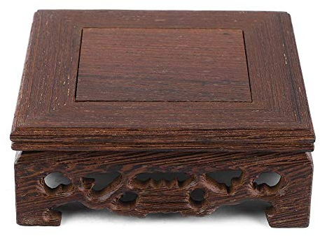 Holzsockel, quadratisches Podest für Skulpturen, Bonsai-Holzbasis Ornamente Holzteekanne, Massivholzbasis, Vase, Bonsai-Sockel, Teekanne Vase Holzaufsteller für Bürodekoration zu Hause 10x10x3,7cm