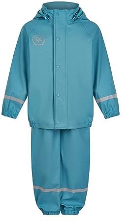 Color Kids Unisex Kinder Rain Set Solid Pu Regenjacke, Delphinium Blue, 86 cm