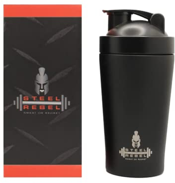 Steel Rebel - Protein Eiweiß Shaker Edelstahl mit hochwertiger Pulverbeschichtung - Ideal für Sport, Fitness und Home Workout - 700ml BPA-Frei