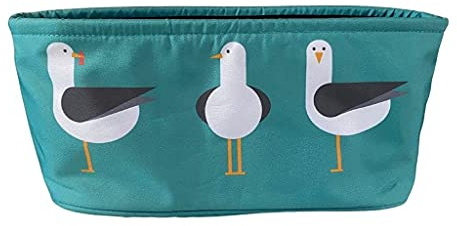 BundleBean - Buggy Organiser - Storage Bag for Pushchairs - Includes Nappy Pouch - Universal Fit with Handlebar for Any Pushchair or Stroller (Seagulls)