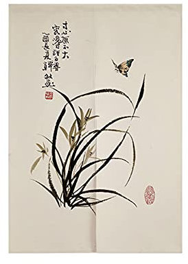 Hiseng Japanischer Gardinen Noren Tür Vorhang, Leinen Partition Türvorhang Restaurant Home Schlafzimmer Vorhang Wand Tapisserie, für die Heimtextilien Raumteiler (Schmetterling,100x180cm)