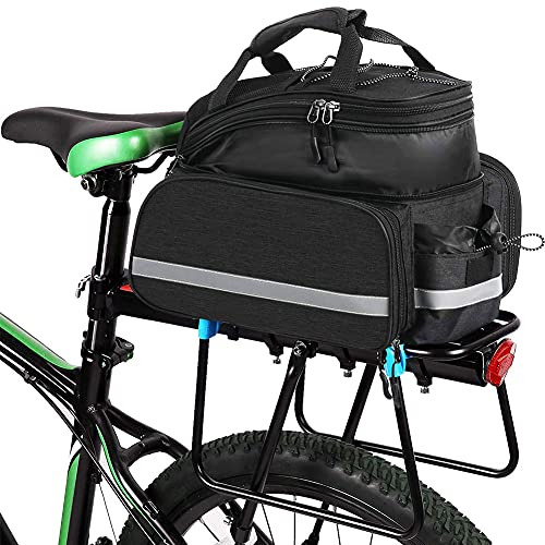 HINATAA, borsa posteriore per bicicletta, 10 – 25 l, scalabile, impermeabile, per sedile posteriore della bicicletta, con tracolla, per bici da strada, MTB, viaggi e picnic (Nero A)