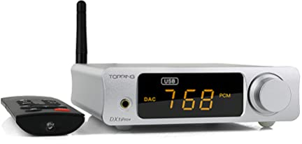 TOPPING DX3 Pro+ LDAC Amplificatore per cuffie Hi-Fi XMOS XU208 Bluetooth USB/Ottico/Coassiale DSD512 32Bit/768kHz ES9038Q2M Audio Stereo DAC Amplificatore con Telecomando (Argento)