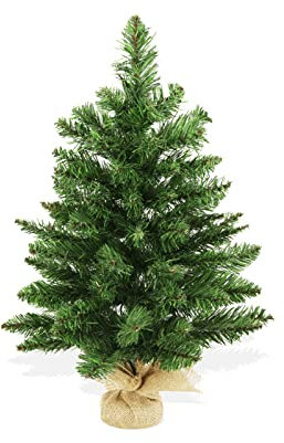BOP Albero Di Natale Pinetto Argo 60 Cm, Fogliame Folto e Realistico In PVC, Base In Juta | Albero Di Natale Piccolo Da Appoggio Già Pronto | Alberello Artificiale Slim Salvaspazio Da Tavolo