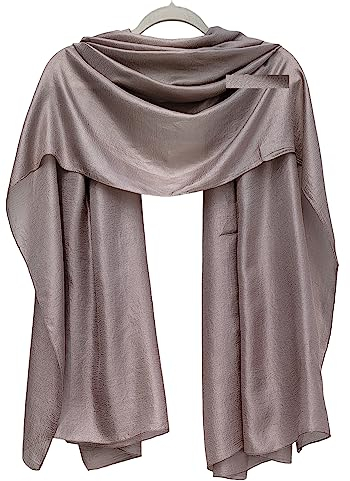 GFM Seidiger Satin-Chiffon-Schal für Hochzeit, Brautjungfern, Hijab (SLK2), Slk2-champagne braun-chmpkek, 42
