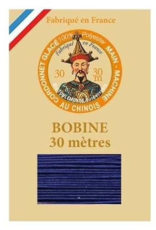 Sajou Fil Cordonnet glacé Polyester - Fil cordonnerie et Reliure - Fil au Chinois - Fabriqué en France - Coloris 678 - Marine