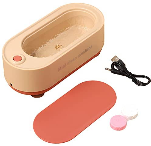 Ultraschallreinigungsgerät Brille Schmuck, Tragbarer Ultraschallreiniger für Brille Ringe Uhren Kontaktlinsen Ultraschall Reinigungsmaschine Kontaktlinsen USB-Aufladung Ultrasonic Cleaner 45000 Hz