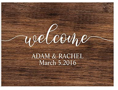 NABRAND Panneau de bienvenue pour mariage, nom de famille, panneau de mariage en bois, panneau de mariage transparent, panneau de mariage personnalisé, décoration de mariage rustique 45,7 x 61 cm