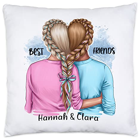 Kiddle-Design Beste Freundinnen Kissen Personalisiert BFF Friends Freundin Schwester Freundinnen Geschenk Freundschaft Freundschaftskissen Selbst Gestalten