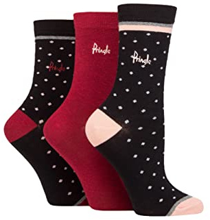 Pringle Ladies Patterned Cotton and Recycled Polyester Socks Pack of 3