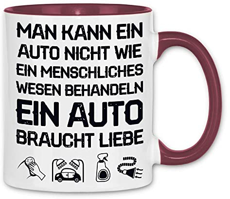 wowshirt Tasse Man Kann Auto Nicht Wie Menschen Behandeln Autoliebhaber Tuning Kfz-Mechaniker, Farbe:White - Bordeaux