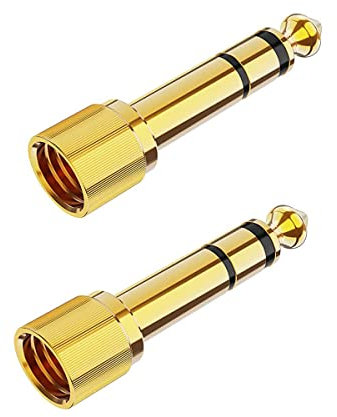 YUEYUEKE Adaptador de audio de 6,35 mm macho a 3,5 mm, adaptador de audio para auriculares estéreo, adaptador de jack para mezclador de audio/piano electrónico, 2 unidades