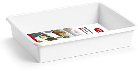 CABLEPELADO Bandeja plástico | Bandeja Armario | Bandeja para frigorífico | Polipropileno | Apta para lavavajillas | Medidas 30 cm Largo x 23 cm Ancho x 6 cm Alto | Capacidad 3 litros | Blanco