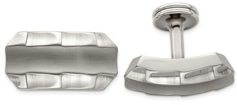 Edward Mirell Manschettenknöpfe Titan gebürstet und poliert facettierte Kanten Schmuck Geschenke für Herren, Metall