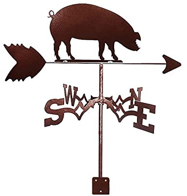 CAZARU Wetterfahne Wildschwein Edelstahl Wetterfahne Schwein Ornament Wetterhahn Richtungsanzeiger Gartenpflock Art Decor für Patio Yard Dekoration