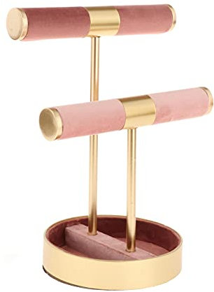 Porte bijoux Double couche Bijoux Affichage Tablette Organisateur Organisateur Bracelet T Collier Bar Montre Porte-Porte-Porte-Porte-Porte-stand for ordinateur de bureau Décor presentoir bijoux