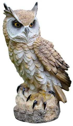 Yusat Eulen-Statuen, Harz-Eulen-Ornament, Wetterfest, Gartendekoration, Vögel, Statue, Skulptur, Simulation, Eulenfigur Drinnen und Draußen (Weiss)