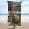 ANEEHA Mikrofaser Strandtuch Tier Handtuch Groß 70x140 Strandhandtuch Capybara-Muster Badetuch Schnell Trocknendes Sandfreies Weiches Strandlaken, Strandtücher, Badehandtuch