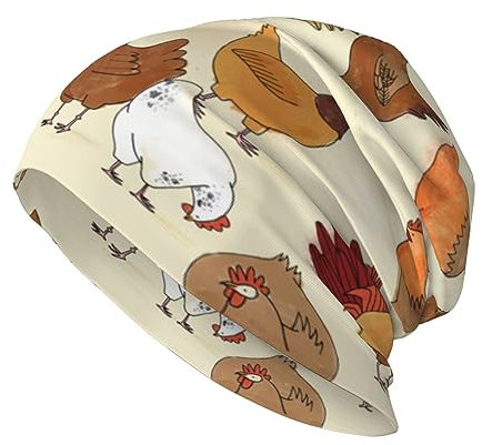 SLEHAGU Westie Dogs Beach Summer Tropical Slouchy Beanie für Männer & Frauen Hip-Hop Baggy Skull Cap Fashion Dünne Zwergstrickmütze, Eine Brut von Hühnern, Einheitsgr��e