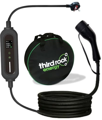 Third Rock Energy® - Type 2, 7 Metre, Electric Vehicle Portable EV Charger, 6A - 13A Variable, UK 3 Pin Plug, 3kW, 5hr Start Delay, Mode 2, 7 Metre